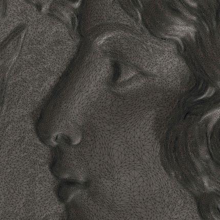 Nahaufnahme des digitalen Modells, hier sind die begrenzenden Dreiecke zu sehen.