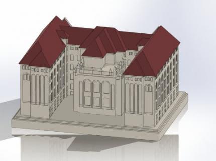 Die Details des Modells sind von hinten sichtbar.